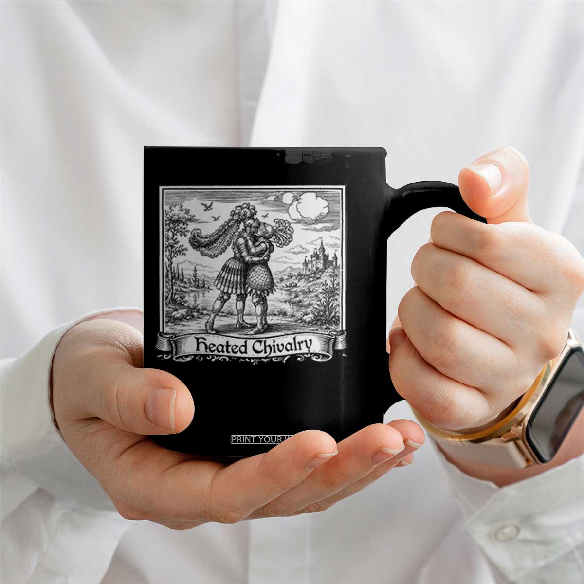 Heated Chivalry Medieval Knights Kissing LGBT Pride Coffee Mug TS11 Print Your Wear