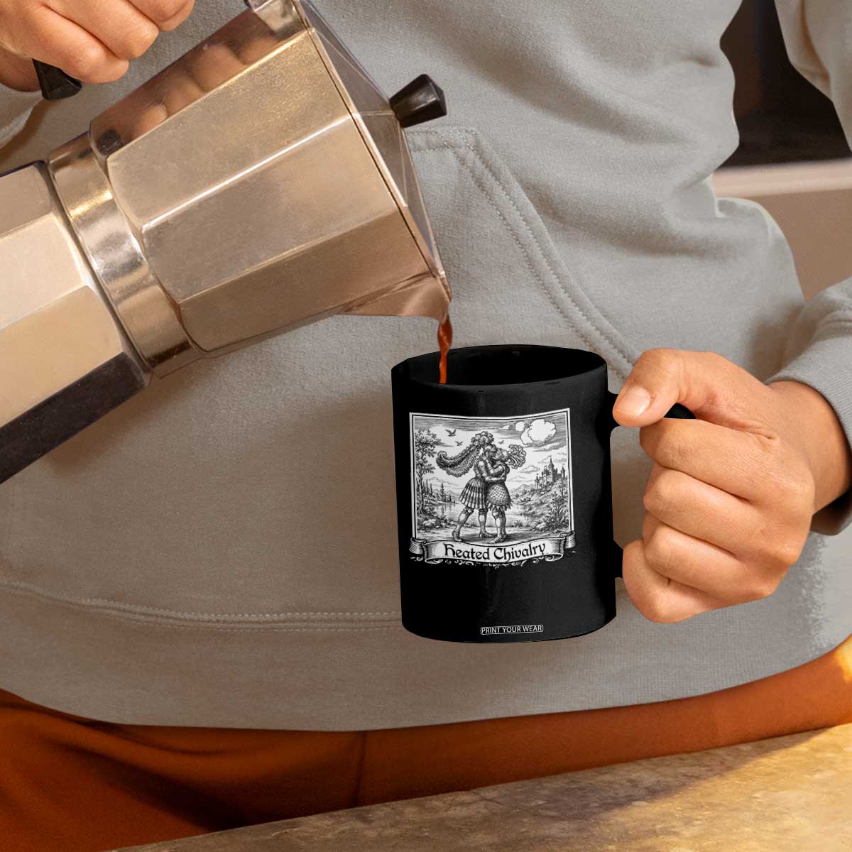 Heated Chivalry Medieval Knights Kissing LGBT Pride Coffee Mug TS11 Print Your Wear