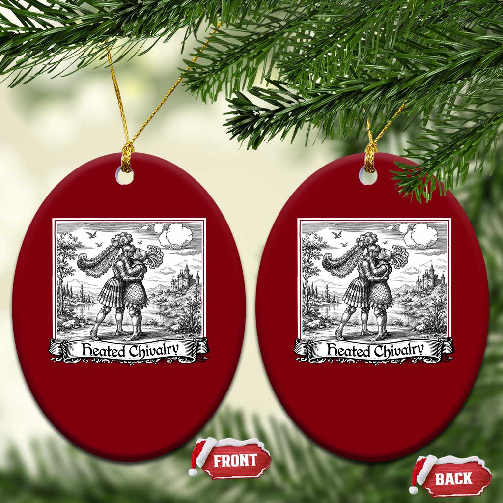 Heated Chivalry Medieval Knights Kissing LGBT Pride Ceramic Ornament TS11 Print Your Wear