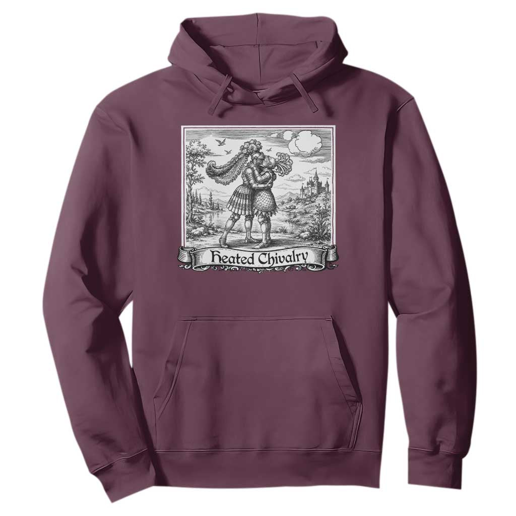 Heated Chivalry Medieval Knights Kissing LGBT Pride Hoodie TS11 Maroon Print Your Wear