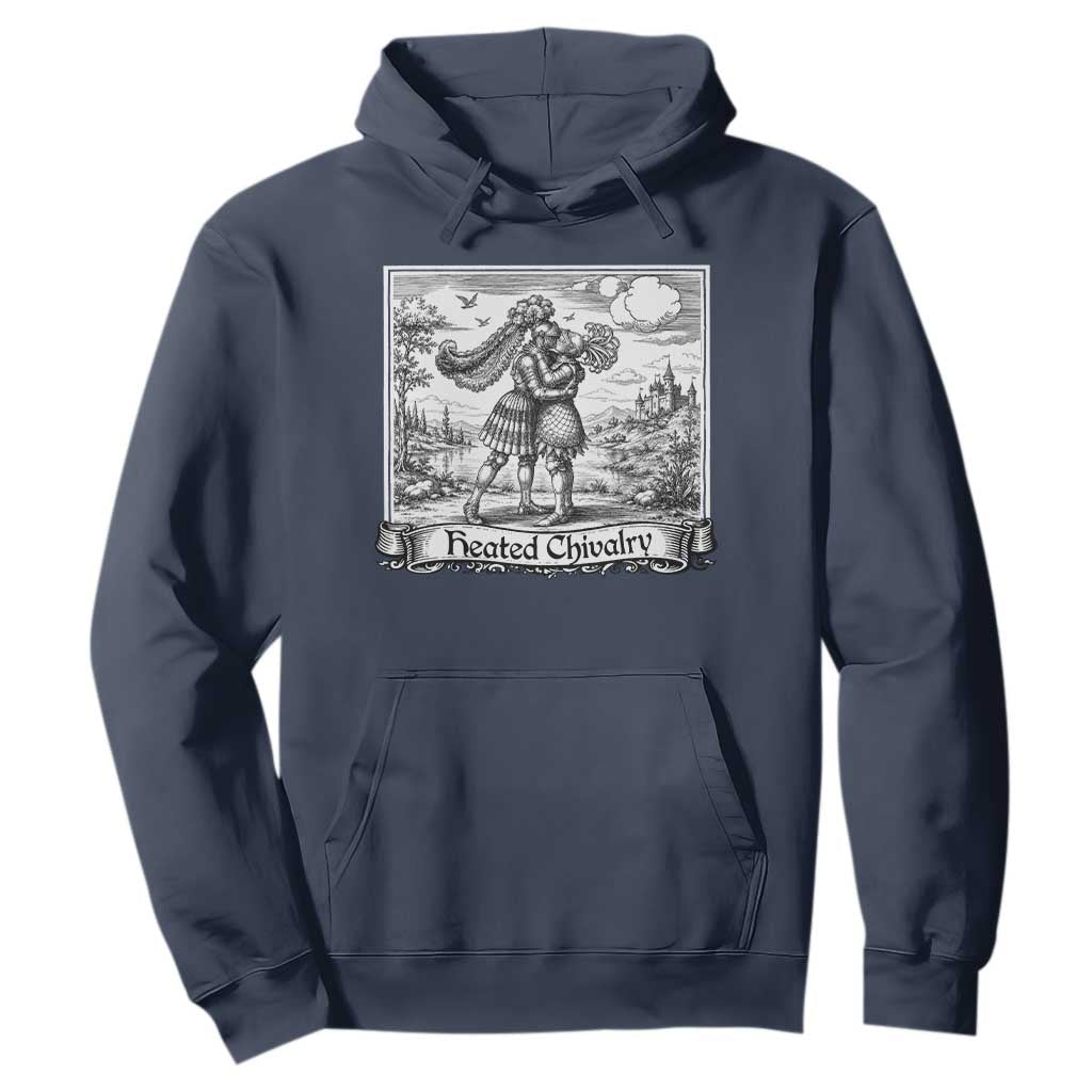 Heated Chivalry Medieval Knights Kissing LGBT Pride Hoodie TS11 Navy Print Your Wear