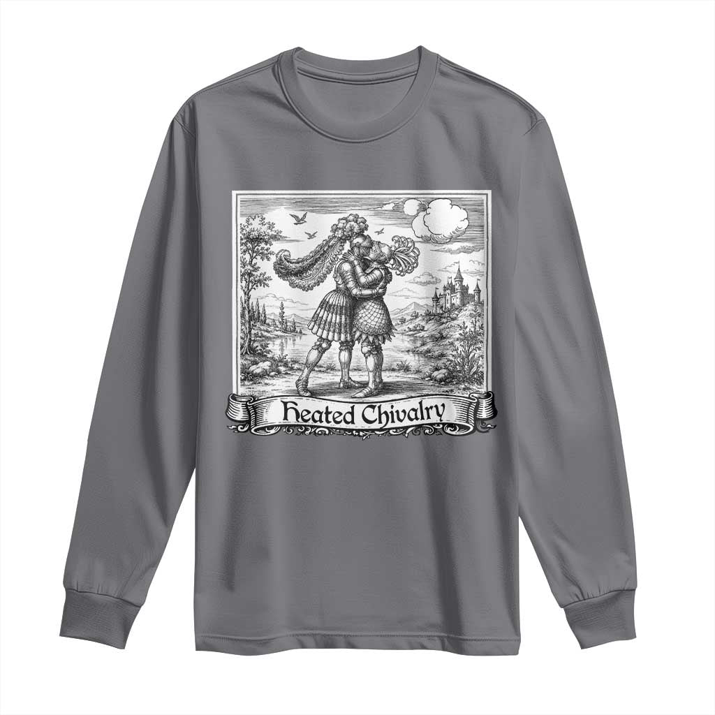 Heated Chivalry Medieval Knights Kissing LGBT Pride Long Sleeve Shirt TS11 Charcoal Print Your Wear