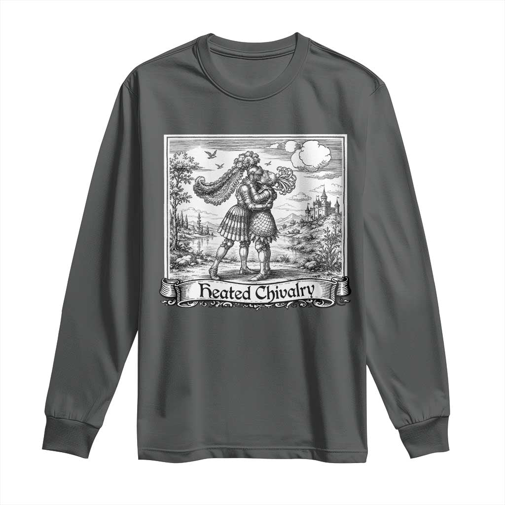 Heated Chivalry Medieval Knights Kissing LGBT Pride Long Sleeve Shirt TS11 Dark Heather Print Your Wear