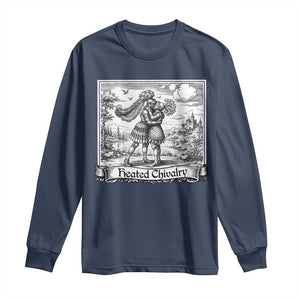 Heated Chivalry Medieval Knights Kissing LGBT Pride Long Sleeve Shirt TS11 Navy Print Your Wear