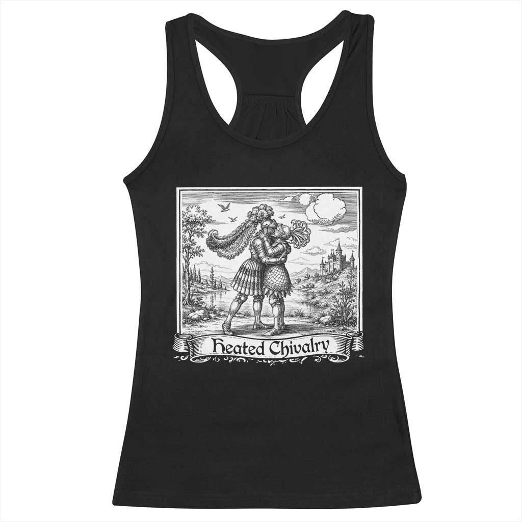 Heated Chivalry Medieval Knights Kissing LGBT Pride Racerback Tank Top TS11 Black Print Your Wear