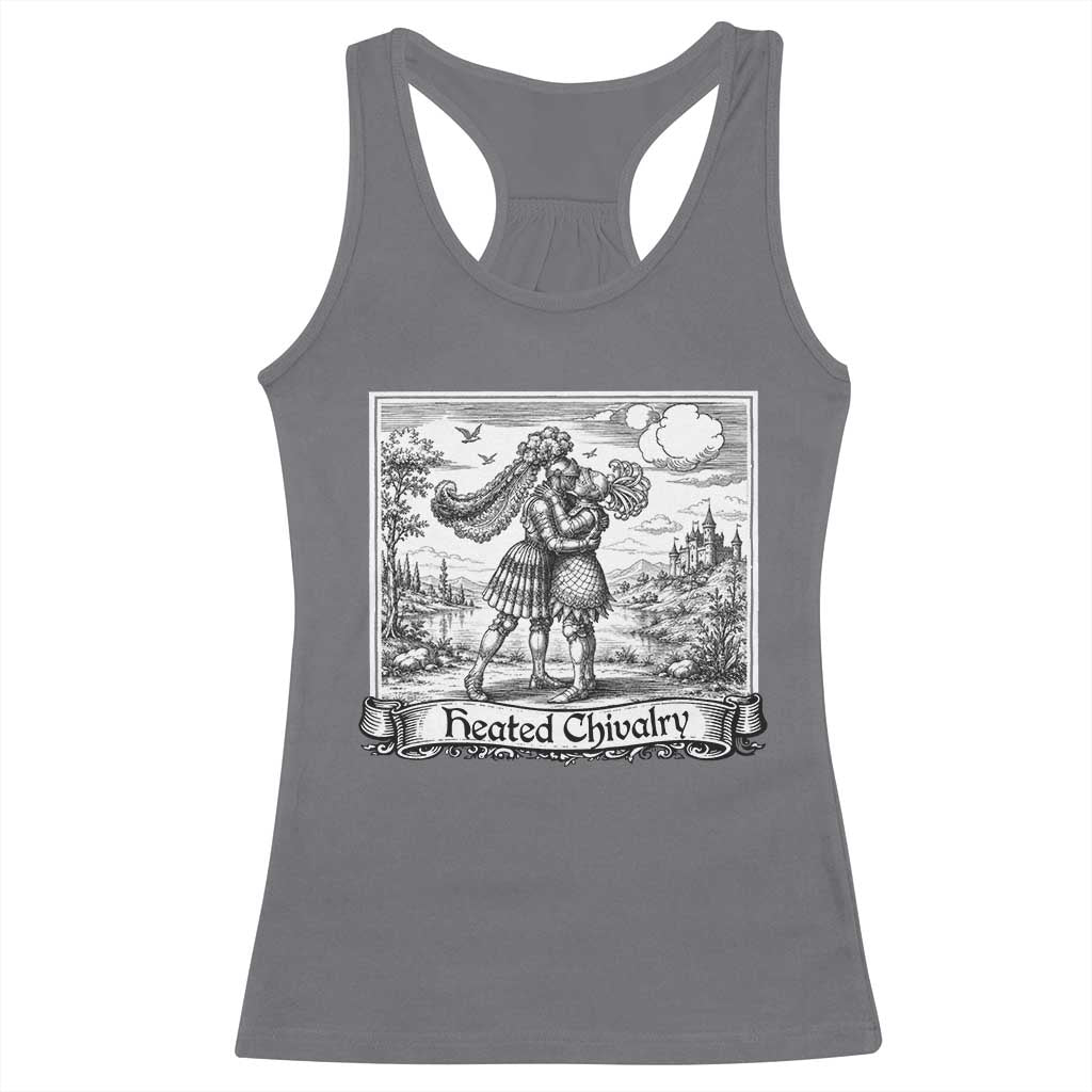 Heated Chivalry Medieval Knights Kissing LGBT Pride Racerback Tank Top TS11 Charcoal Print Your Wear