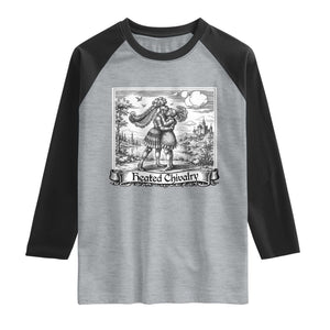 Heated Chivalry Medieval Knights Kissing LGBT Pride Raglan Shirt TS11 Heather Gray Black Print Your Wear