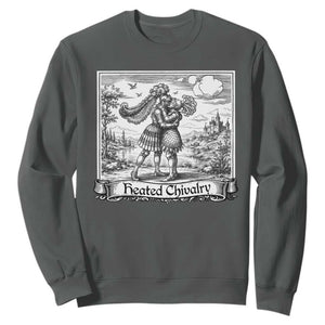 Heated Chivalry Medieval Knights Kissing LGBT Pride Sweatshirt TS11 Dark Heather Print Your Wear