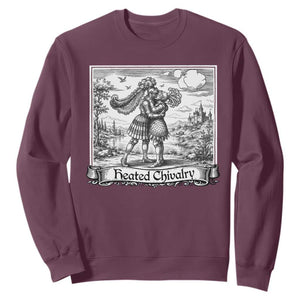Heated Chivalry Medieval Knights Kissing LGBT Pride Sweatshirt TS11 Maroon Print Your Wear