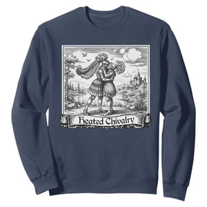 Heated Chivalry Medieval Knights Kissing LGBT Pride Sweatshirt TS11 Navy Print Your Wear