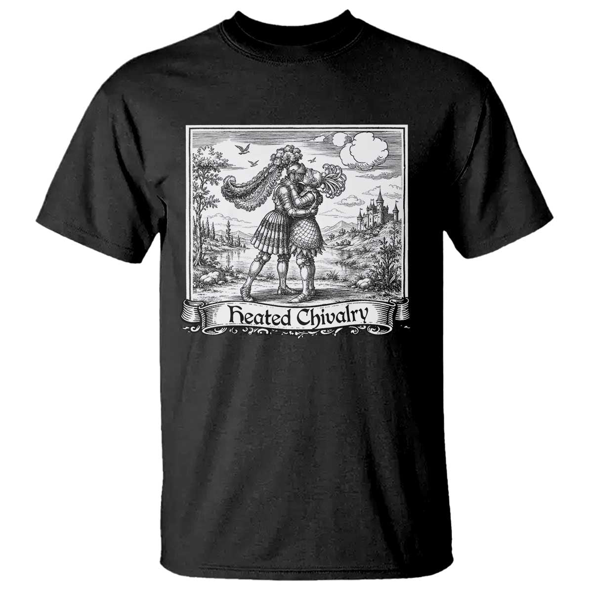 Heated Chivalry Medieval Knights Kissing LGBT Pride T Shirt TS11 Black Print Your Wear