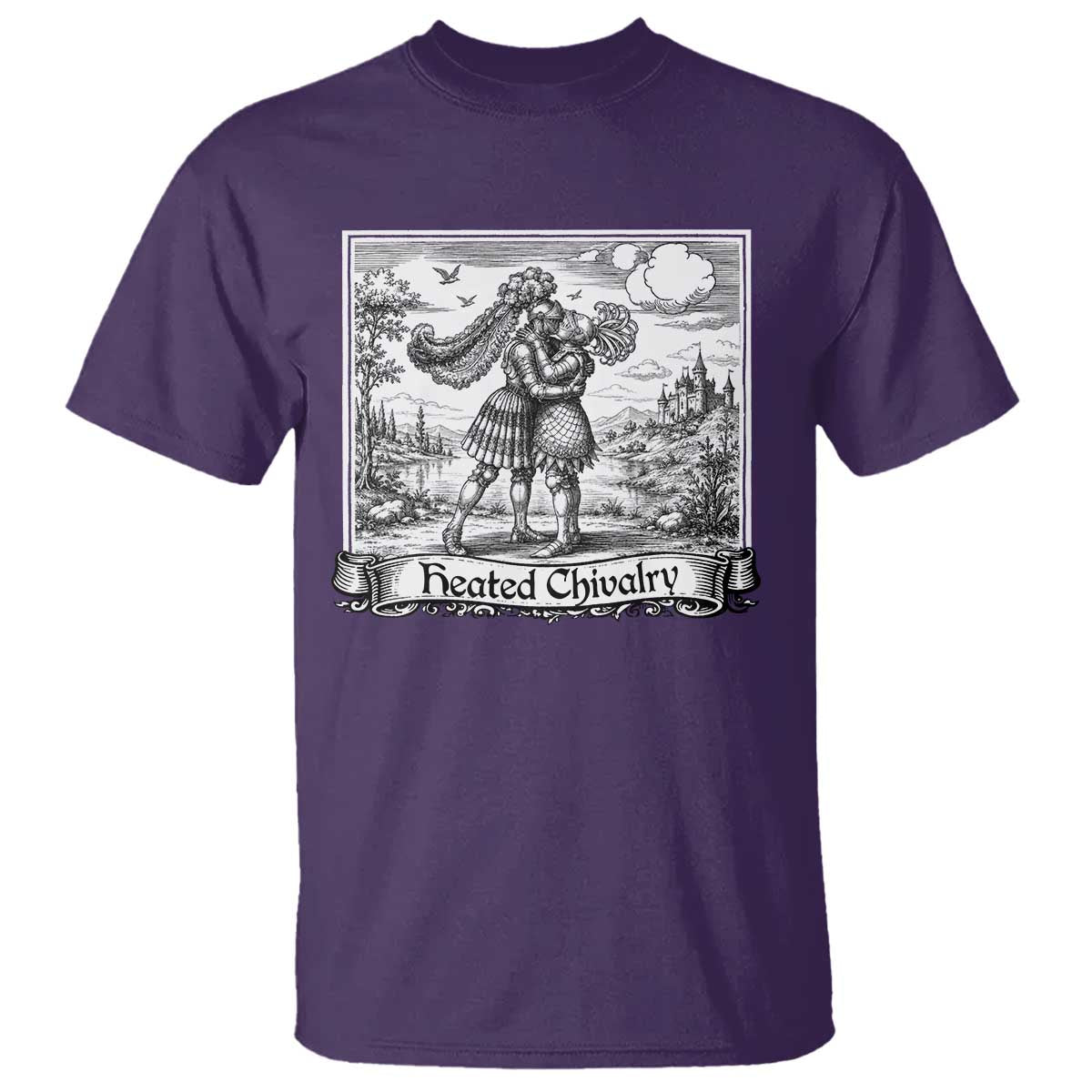 Heated Chivalry Medieval Knights Kissing LGBT Pride T Shirt TS11 Purple Print Your Wear