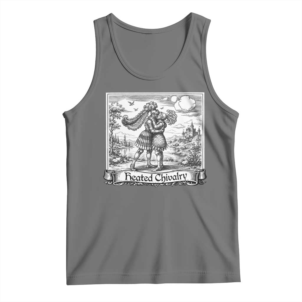 Heated Chivalry Medieval Knights Kissing LGBT Pride Tank Top TS11 Black Heather Print Your Wear