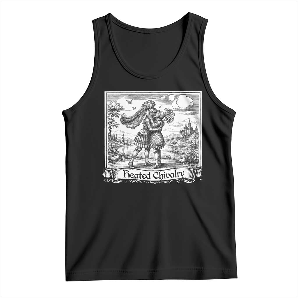 Heated Chivalry Medieval Knights Kissing LGBT Pride Tank Top TS11 Black Print Your Wear