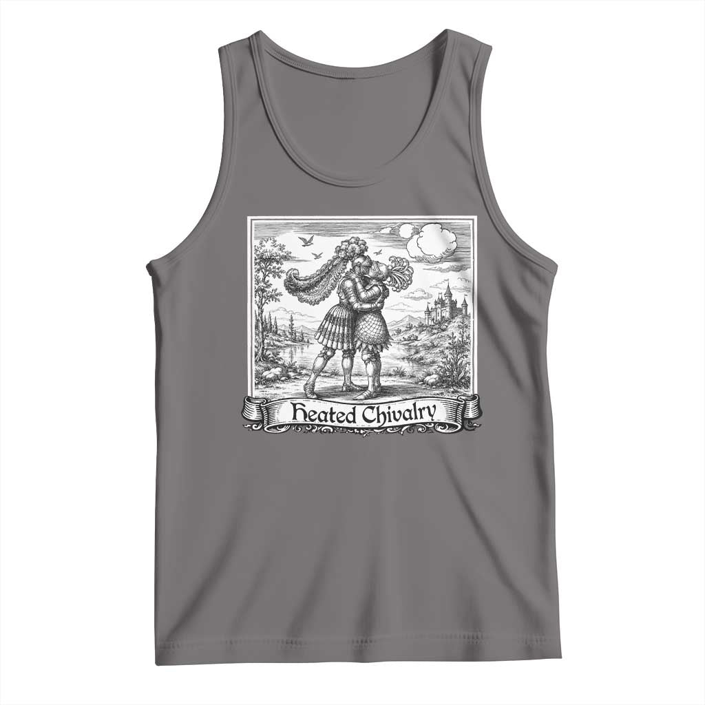 Heated Chivalry Medieval Knights Kissing LGBT Pride Tank Top TS11 Deep Heather Print Your Wear