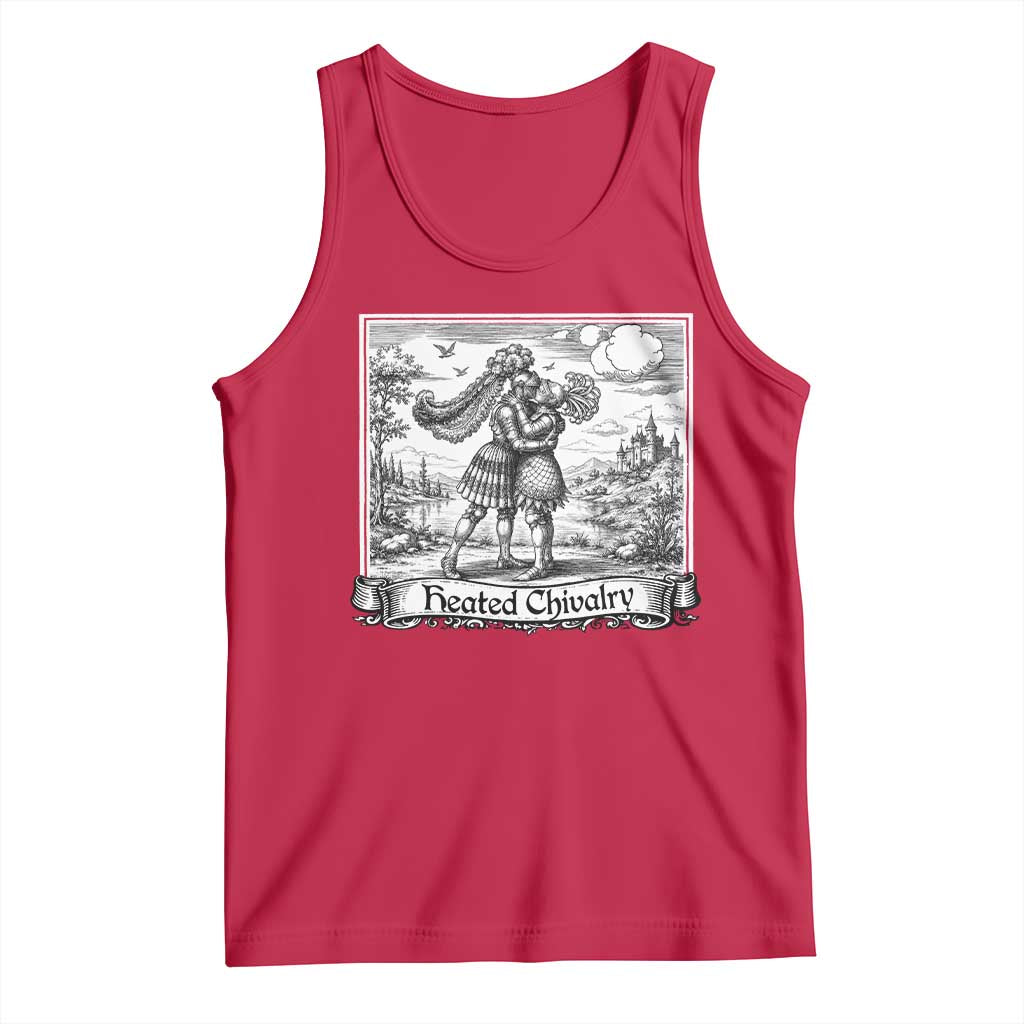 Heated Chivalry Medieval Knights Kissing LGBT Pride Tank Top TS11 Red Print Your Wear