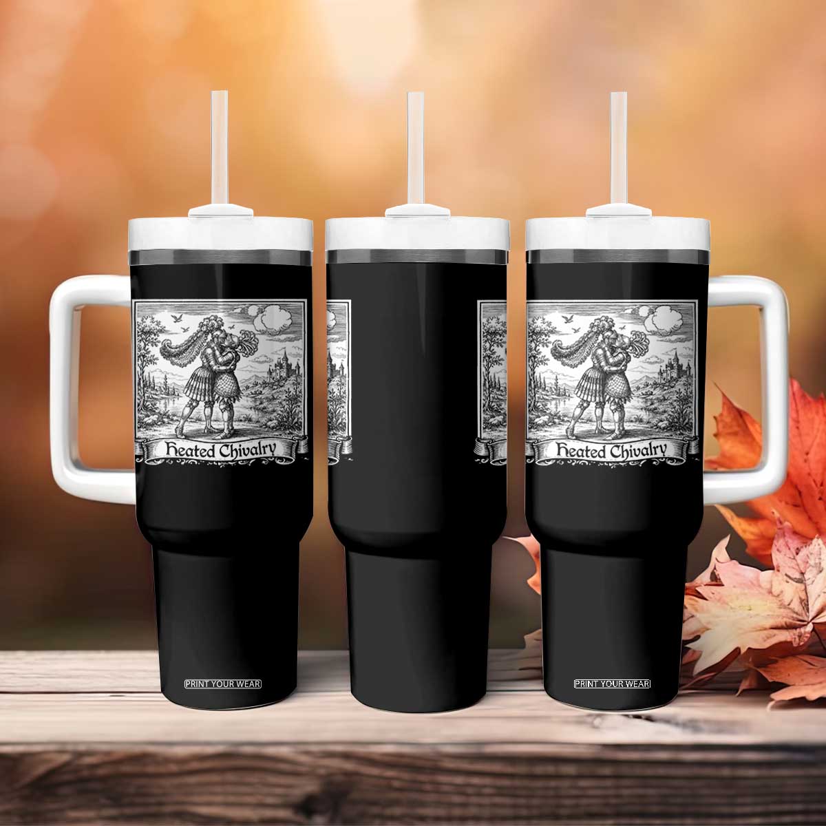Heated Chivalry Medieval Knights Kissing LGBT Pride Tumbler With Handle TS11 Print Your Wear