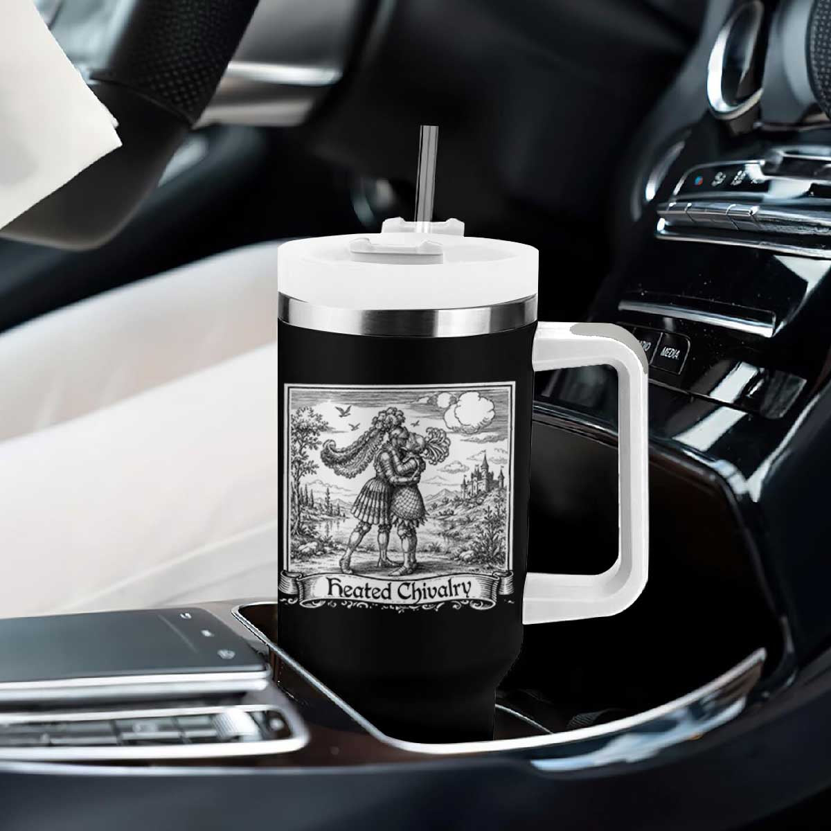 Heated Chivalry Medieval Knights Kissing LGBT Pride Tumbler With Handle TS11 Print Your Wear