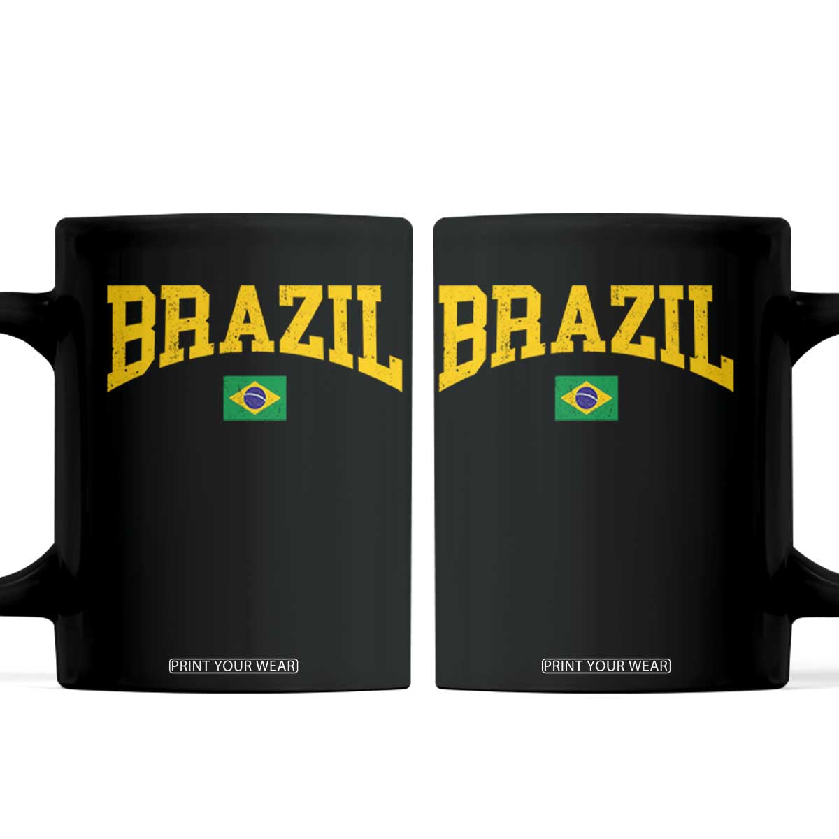 Brazil Football Throwback Design Vintage Brazilian Flag Jersey Style Coffee Mug TS11 Black Print Your Wear