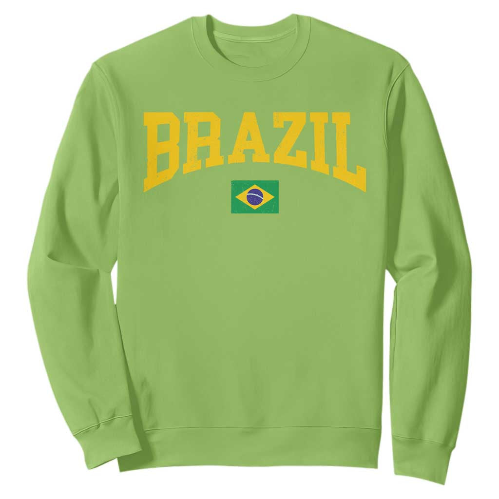 Brazil Football Throwback Design Vintage Brazilian Flag Jersey Style Sweatshirt TS11 Lime Print Your Wear