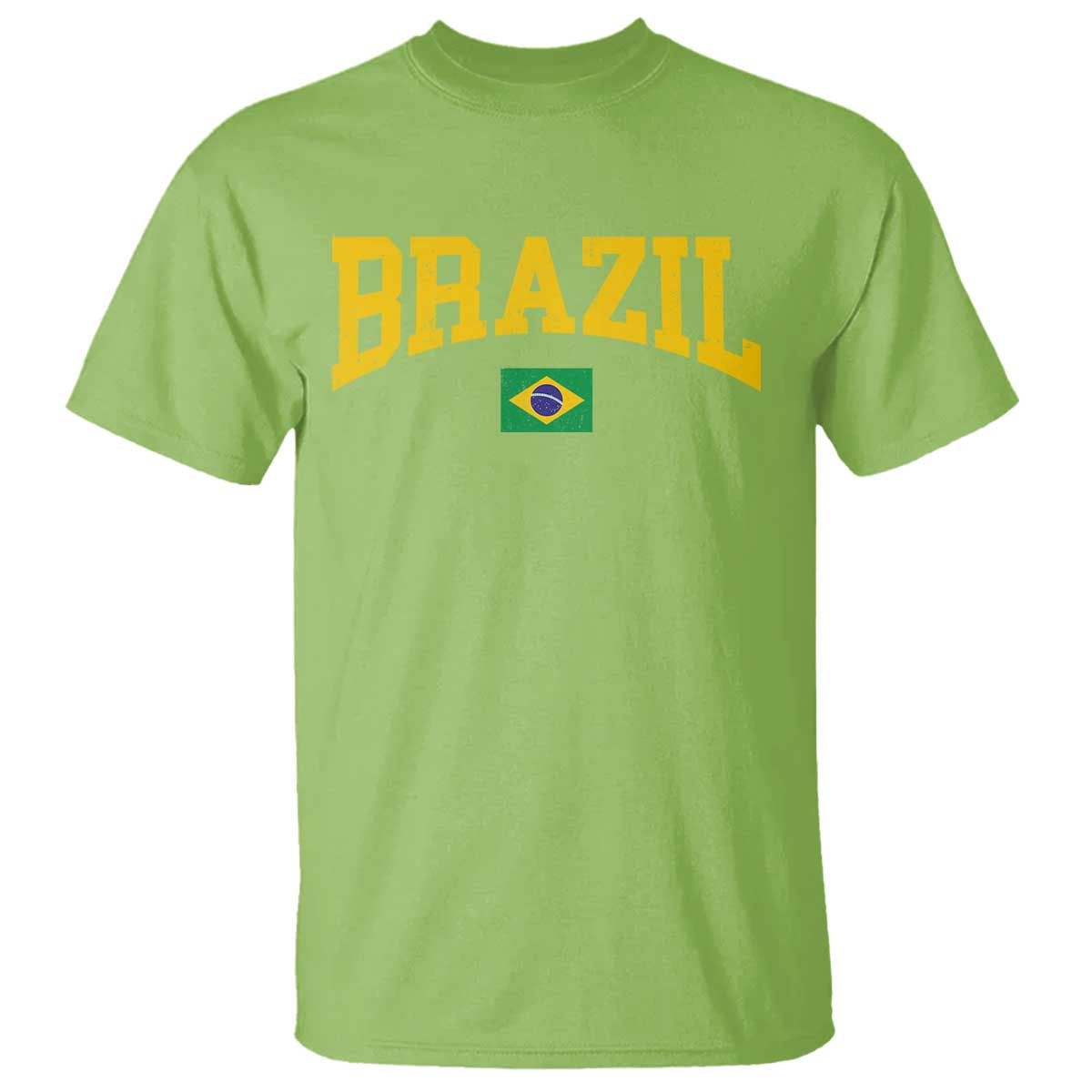 Brazil Football Throwback Design Vintage Brazilian Flag Jersey Style T Shirt TS11 Lime Print Your Wear
