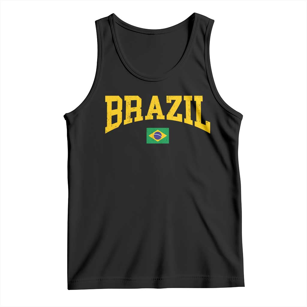 Brazil Football Throwback Design Vintage Brazilian Flag Jersey Style Tank Top TS11 Black Print Your Wear