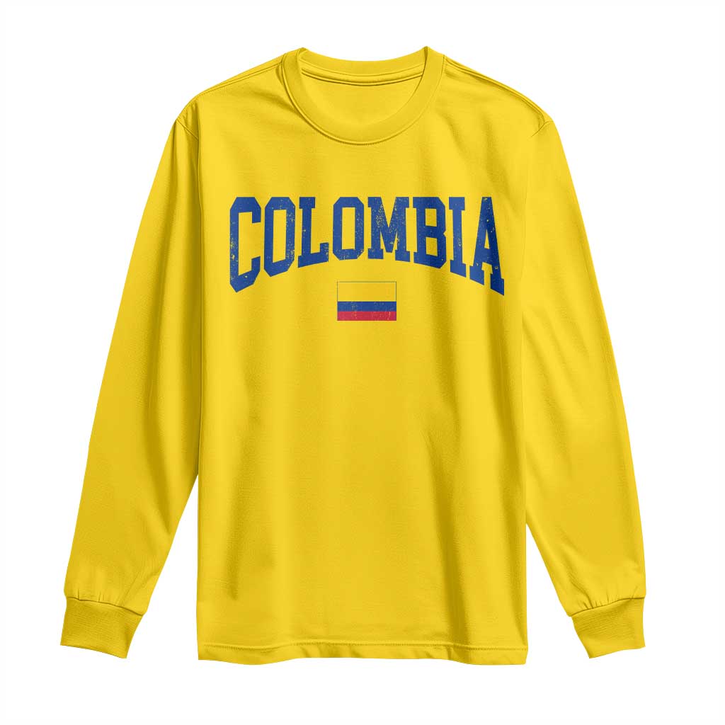 Colombia Football Throwback Design Vintage Colombian Flag Jersey Style Long Sleeve Shirt TS11 Daisy Print Your Wear
