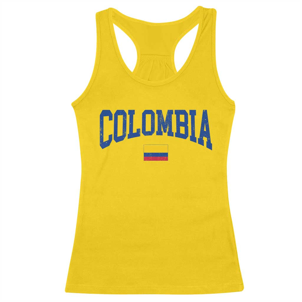 Colombia Football Throwback Design Vintage Colombian Flag Jersey Style Racerback Tank Top TS11 Daisy Print Your Wear