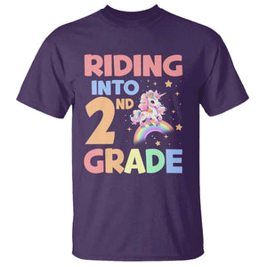 Back To School Unicorn T Shirt Riding Into 2nd Grade Rainbow Star TS11 Purple Print Your Wear