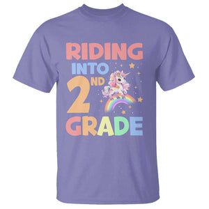 Back To School Unicorn T Shirt Riding Into 2nd Grade Rainbow Star TS11 Violet Print Your Wear