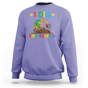 I Dig Kindergarten Sweatshirt Back To School Dinosaur Truck Construction TS11 Violet Print Your Wear