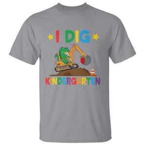 I Dig Kindergarten T Shirt Back To School Dinosaur Truck Construction TS11 Sport Gray Print Your Wear