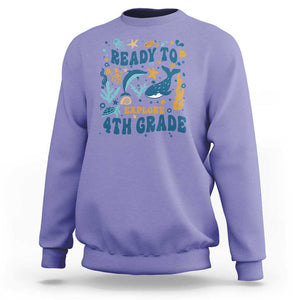 Funny Back To School Sea Animals Sweatshirt Ready To Explore 4TH Grade Whale Turtle TS11 Violet Print Your Wear