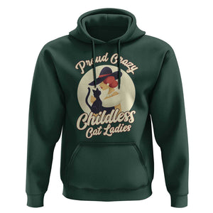 Proud Crazy Childless Cat Lady Hoodie Black Kitten Woman Election TS11 Dark Forest Green Print Your Wear