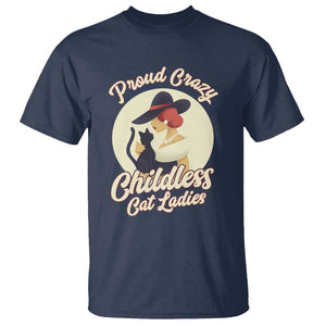 Proud Crazy Childless Cat Lady T Shirt Black Kitten Woman Election TS11 Navy Print Your Wear