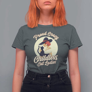 Proud Crazy Childless Cat Lady T Shirt For Women Black Kitten Woman Election TS11 Dark Heather Print Your Wear