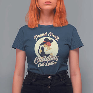 Proud Crazy Childless Cat Lady T Shirt For Women Black Kitten Woman Election TS11 Navy Print Your Wear