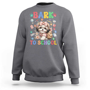 Funny Bark To School Sweatshirt Shih Tzu Dogs School Supplies Paw TS11 Charcoal Print Your Wear