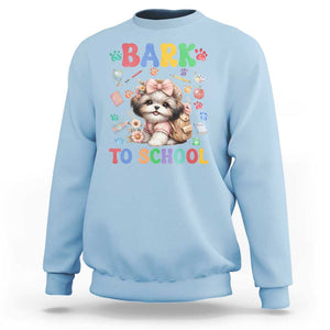 Funny Bark To School Sweatshirt Shih Tzu Dogs School Supplies Paw TS11 Light Blue Print Your Wear