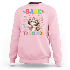 Funny Bark To School Sweatshirt Shih Tzu Dogs School Supplies Paw TS11 Light Pink Print Your Wear