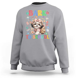 Funny Bark To School Sweatshirt Shih Tzu Dogs School Supplies Paw TS11 Sport Gray Print Your Wear