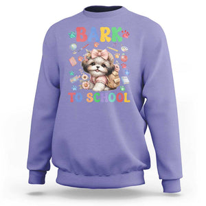 Funny Bark To School Sweatshirt Shih Tzu Dogs School Supplies Paw TS11 Violet Print Your Wear