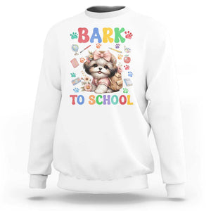 Funny Bark To School Sweatshirt Shih Tzu Dogs School Supplies Paw TS11 White Print Your Wear