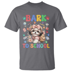 Funny Bark To School T Shirt Shih Tzu Dogs School Supplies Paw TS11 Charcoal Print Your Wear