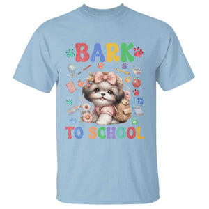 Funny Bark To School T Shirt Shih Tzu Dogs School Supplies Paw TS11 Light Blue Print Your Wear