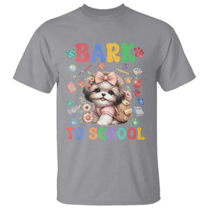 Funny Bark To School T Shirt Shih Tzu Dogs School Supplies Paw TS11 Sport Gray Print Your Wear