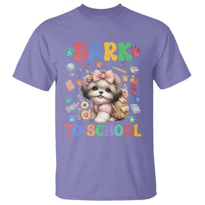 Funny Bark To School T Shirt Shih Tzu Dogs School Supplies Paw TS11 Violet Print Your Wear