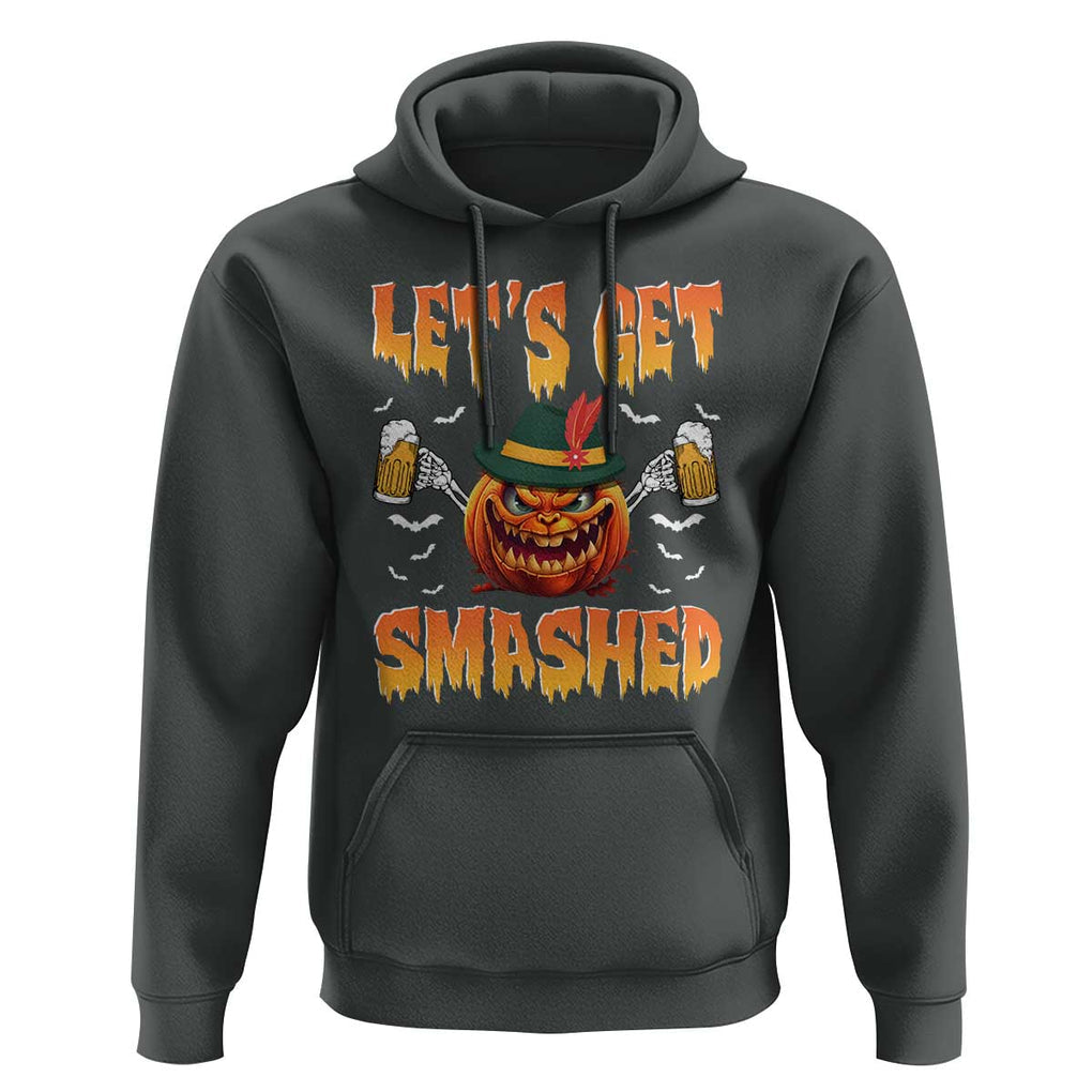 Funny Let's Get Smashed Hoodie Oktoberfest Pumpkin Beer Tyrolean Hat TS11 Dark Heather Print Your Wear