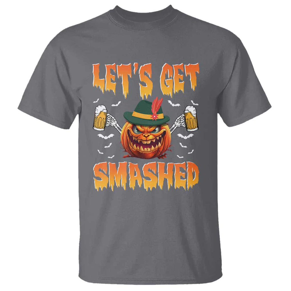 Funny Let's Get Smashed T Shirt Oktoberfest Pumpkin Beer Tyrolean Hat TS11 Charcoal Print Your Wear