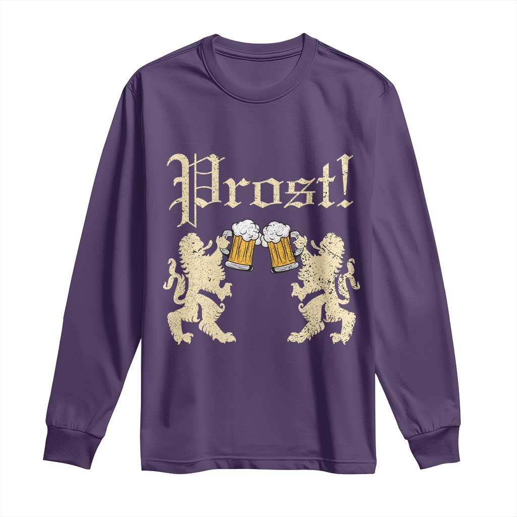 German Prost Long Sleeve Shirt Lion Cheers Beer Drinking Oktoberfest TS11 Purple Print Your Wear